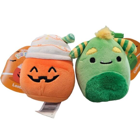Squishmallows Lester and Callum Plush Toy 3.5" Halloween Clip-On Monster - 2 Set - Picture 1 of 11